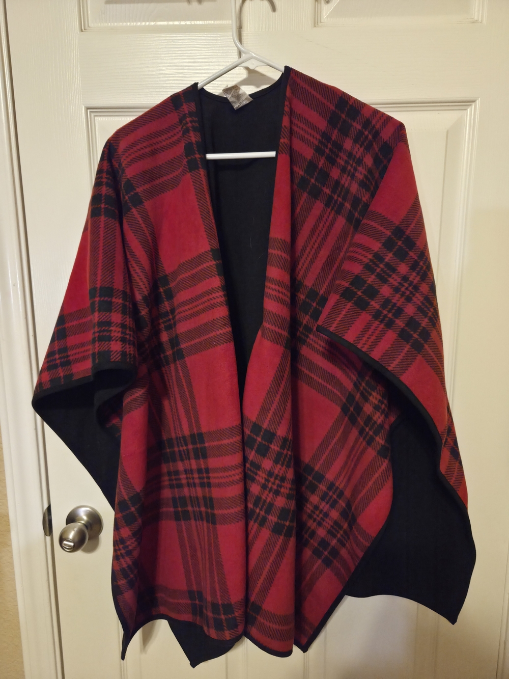 Woolrich Red and Black Plaid Wrap Cape